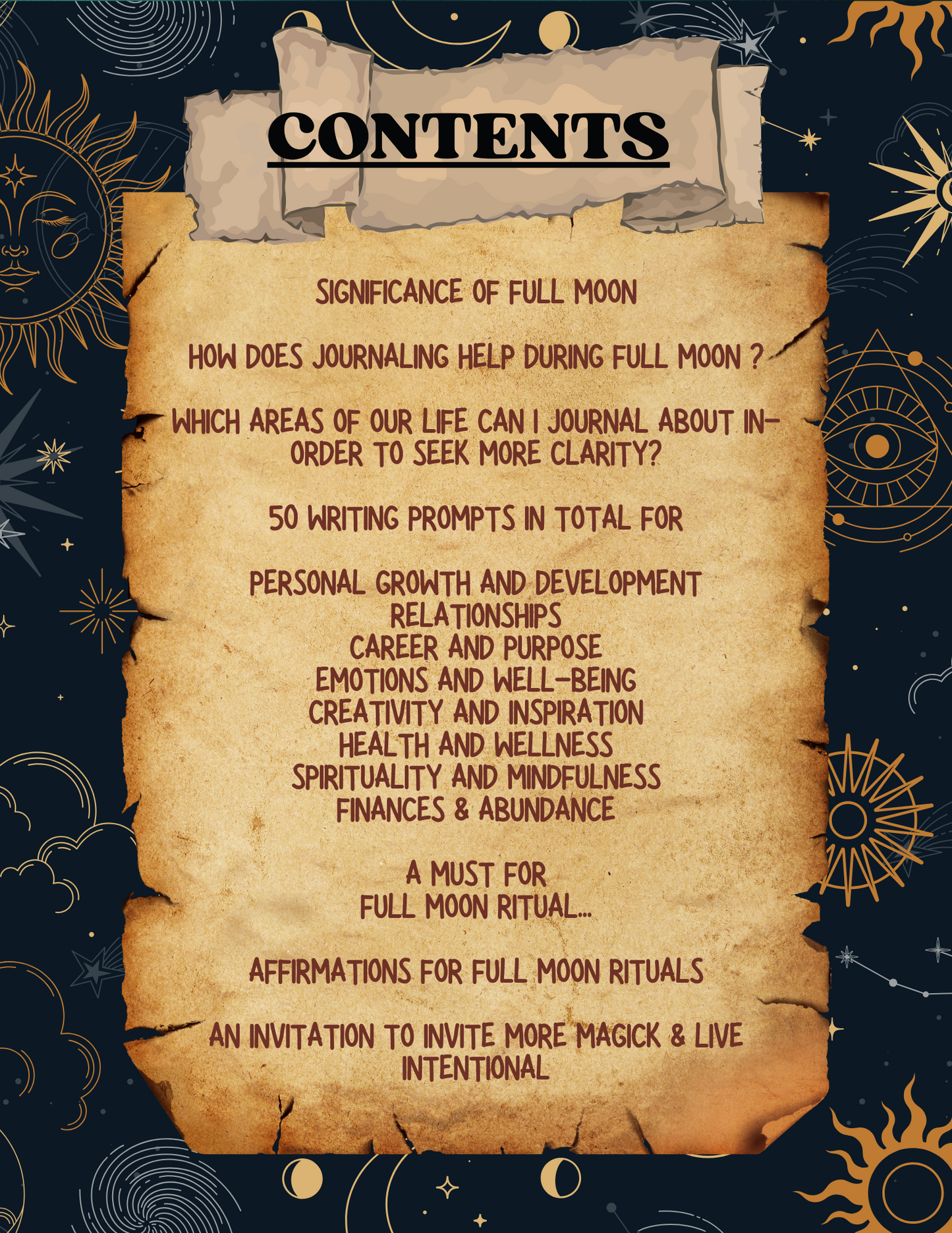 Full Moon Journaling Prompts + Affirmations - 50 intentional prompts designed to empower your journey of self-discovery & ignite your inner magick ✨