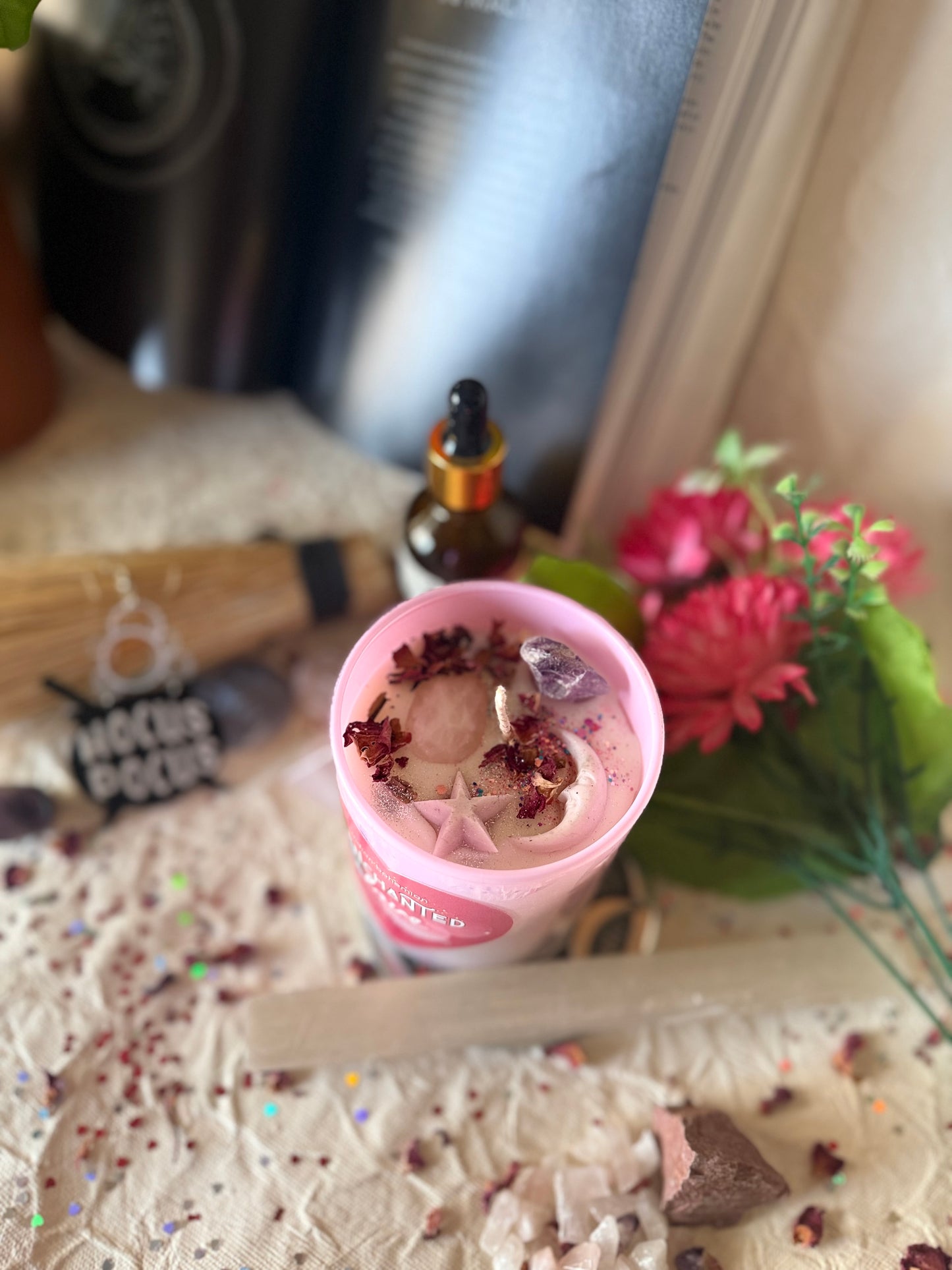 Enchanted Love - Ritual Jar Candle - Love, Attraction, Romance, Affection & Self-Love - Valentine's Day Special ( Holographic Jar)