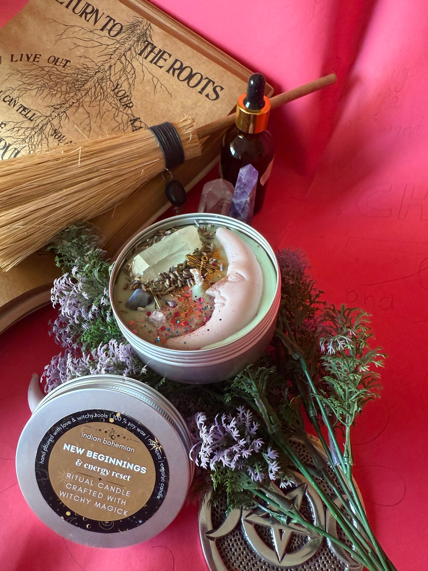 New Beginnings & Energy Reset Ritual Candle for 2025 - Tin Container Candle - Manifestation, Goal Setting, Intentions, Abundance & Fresh Start