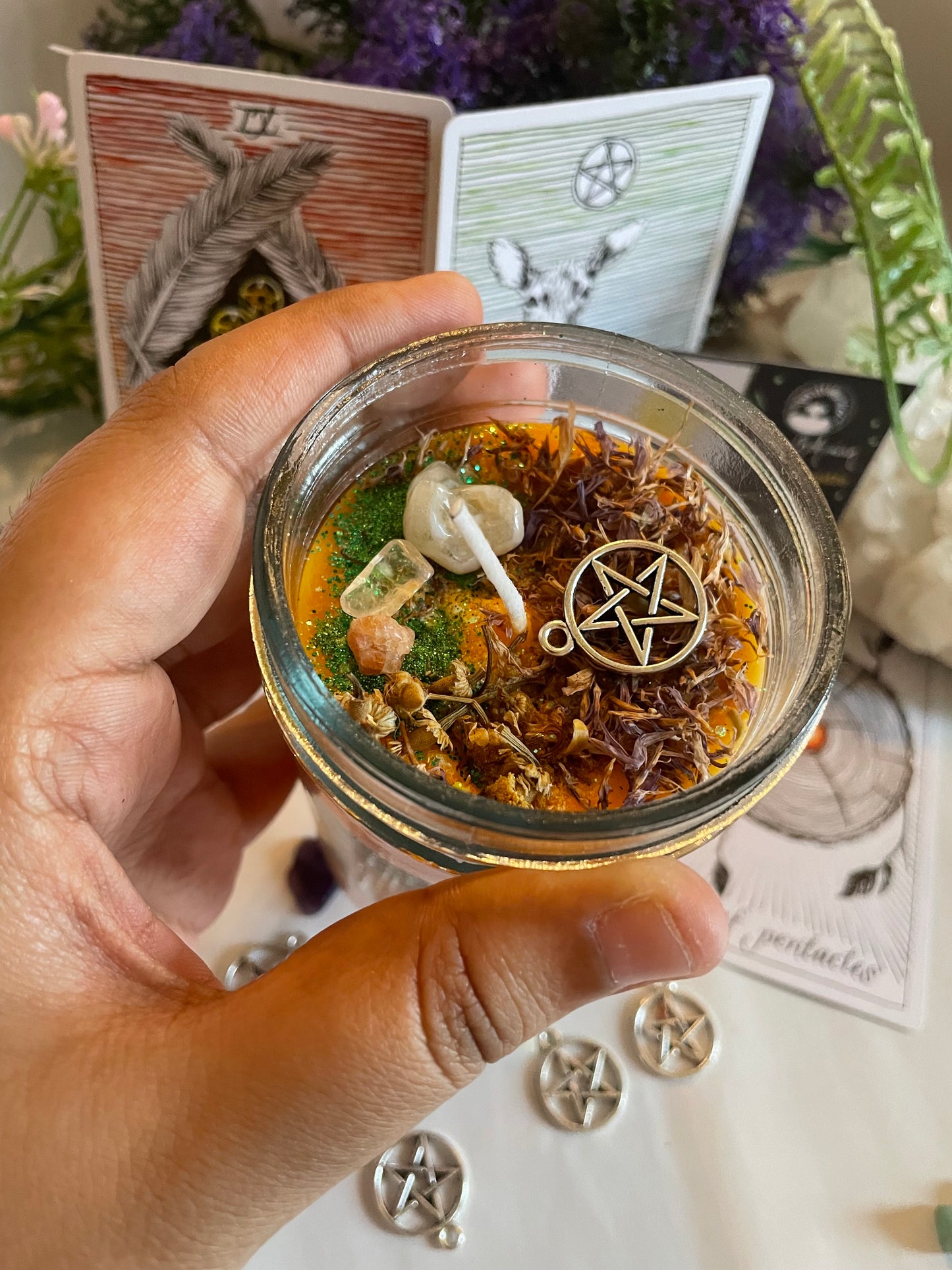 Ace of Pentacles - Manifestation - Financial Success - Opportunities - Material Rewards - Tarot Ritual Jar Candle