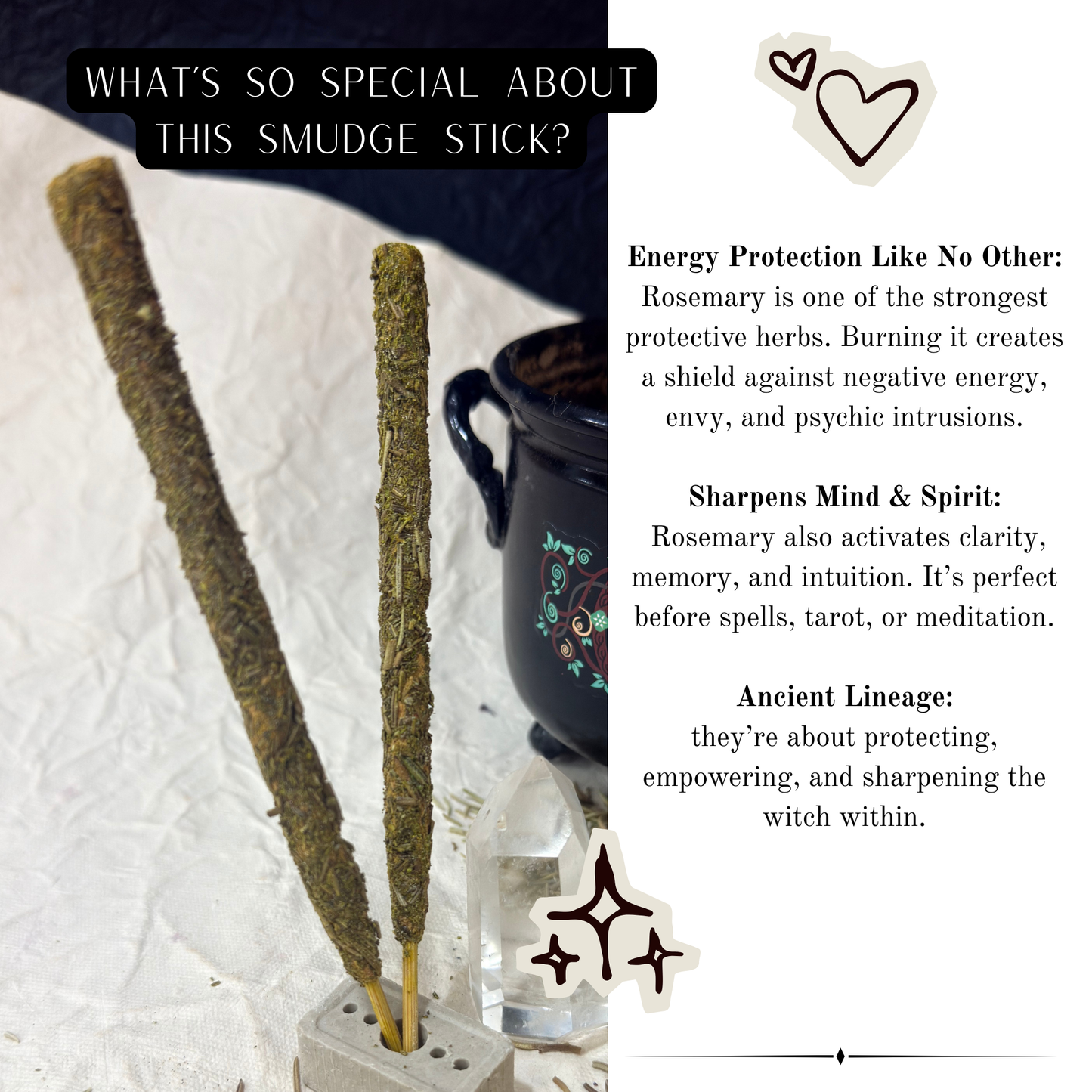 Witch's Smudge Sticks - Rosemary | Clarity, Protection & Renewal