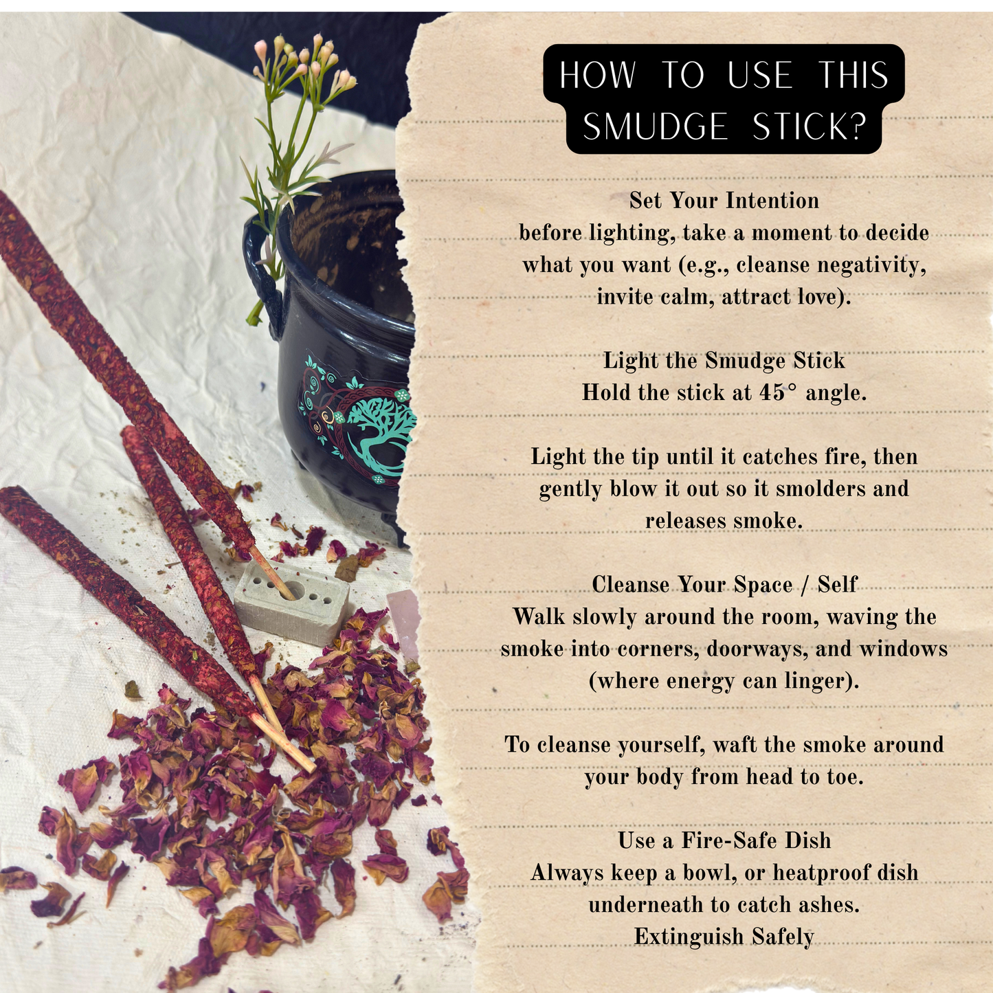 Witch's Smudge Sticks - Rose | love, healing & sacred feminine energy