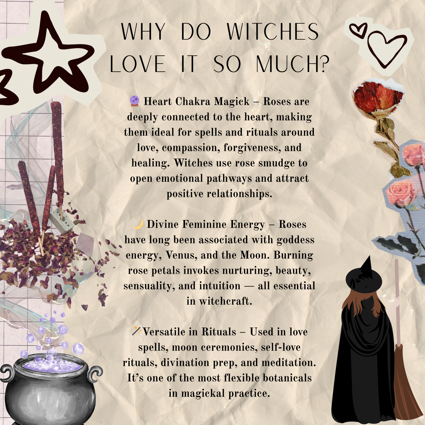 Witch's Smudge Sticks - Rose | love, healing & sacred feminine energy