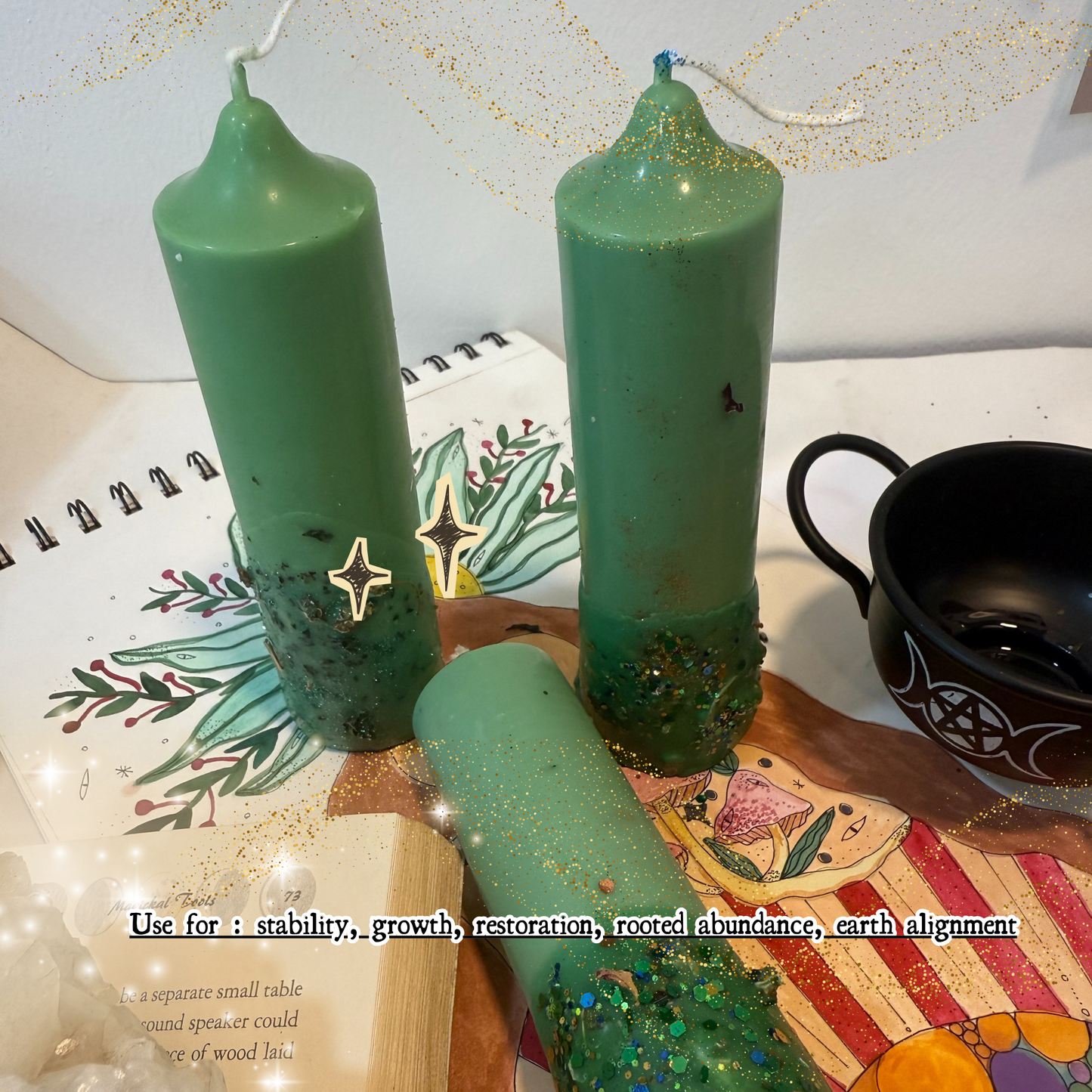 Offering & Spell-work Ritual Candle for Altar, Home & Spirit! - Set of 2pcs - Abundance • Grounding • Healing • Alignment