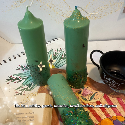 Offering & Spell-work Ritual Candle for Altar, Home & Spirit! - Set of 2pcs - Abundance • Grounding • Healing • Alignment