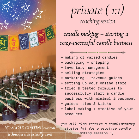 Private Candle Making & Business Coaching( 1:1 sessions) - Online -  APRIL 2025