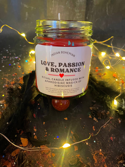 Love, Passion & Romance Ritual Candle Infused with Red Garnet and Hibiscus - A Valentine's Day Exclusive