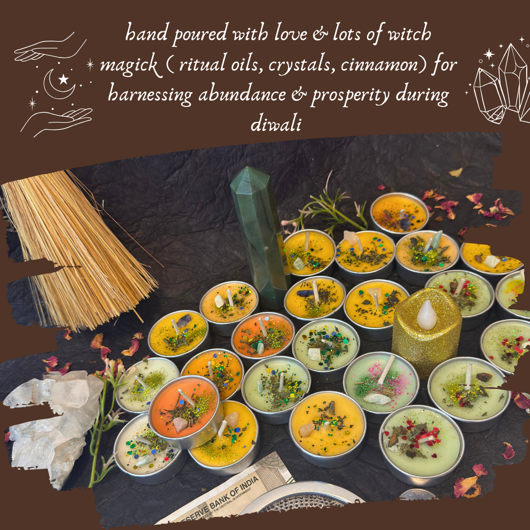 Prosperity, Abundance, Success & Good Fortune Ritual Tealight Candles for Diwali Rituals | Lakshmi Puja, New Year
