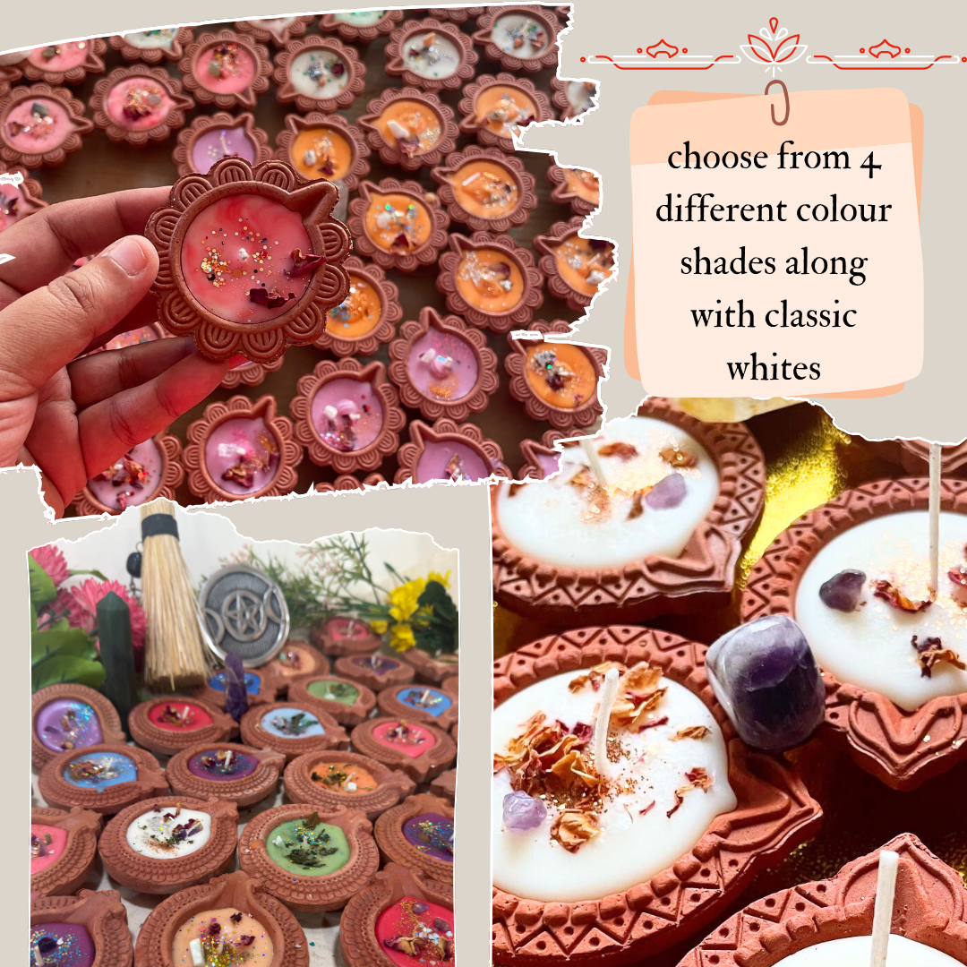 "Energy infused DIYA CANDLES" for Diwali! -  Hand poured Terracotta diya candles for home & spirit | abundance, success, positivity & divinity