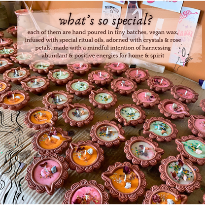 "Energy infused DIYA CANDLES" for Diwali! -  Hand poured Terracotta diya candles for home & spirit | abundance, success, positivity & divinity