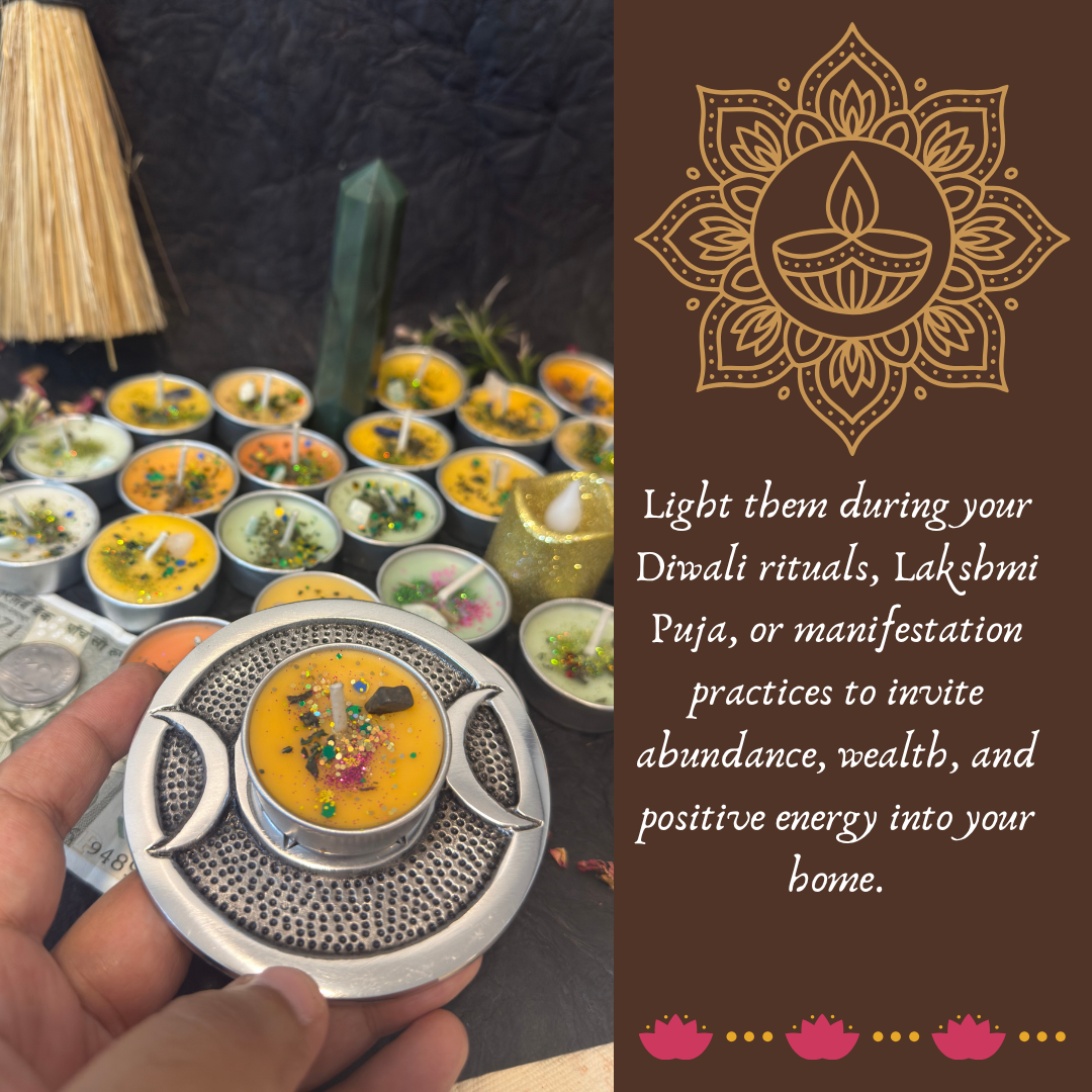 Prosperity, Abundance, Success & Good Fortune Ritual Tealight Candles for Diwali Rituals | Lakshmi Puja, New Year