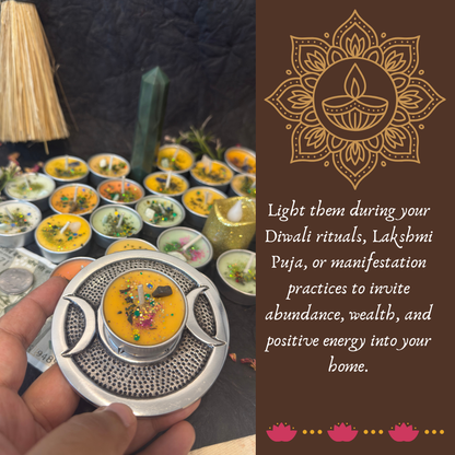 Prosperity, Abundance, Success & Good Fortune Ritual Tealight Candles for Diwali Rituals | Lakshmi Puja, New Year