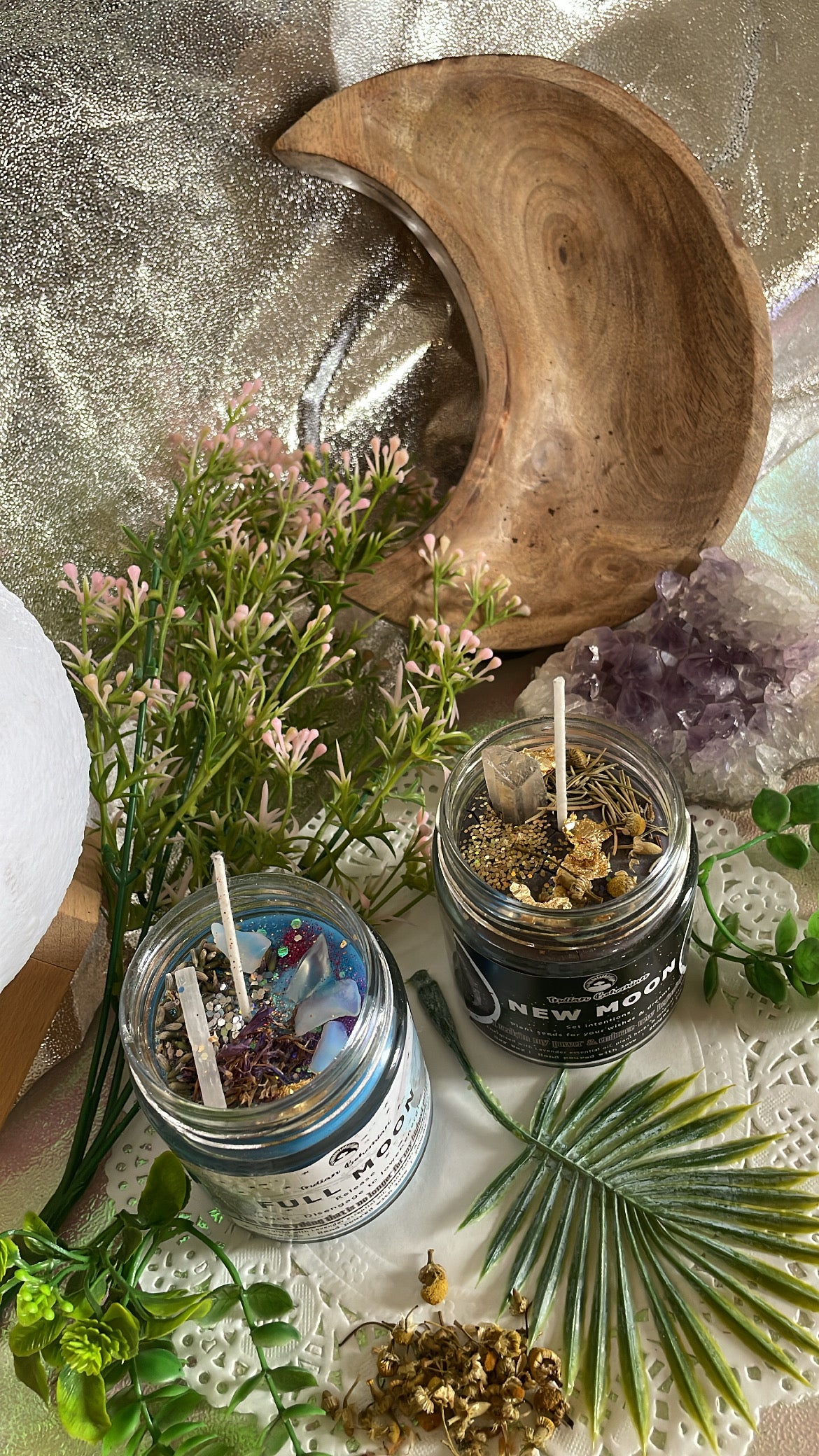 New Moon + Full Moon - Ritual Jar Candle Set - Receiving Moon Blessings