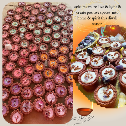 "Energy infused DIYA CANDLES" for Diwali! -  Hand poured Terracotta diya candles for home & spirit | abundance, success, positivity & divinity