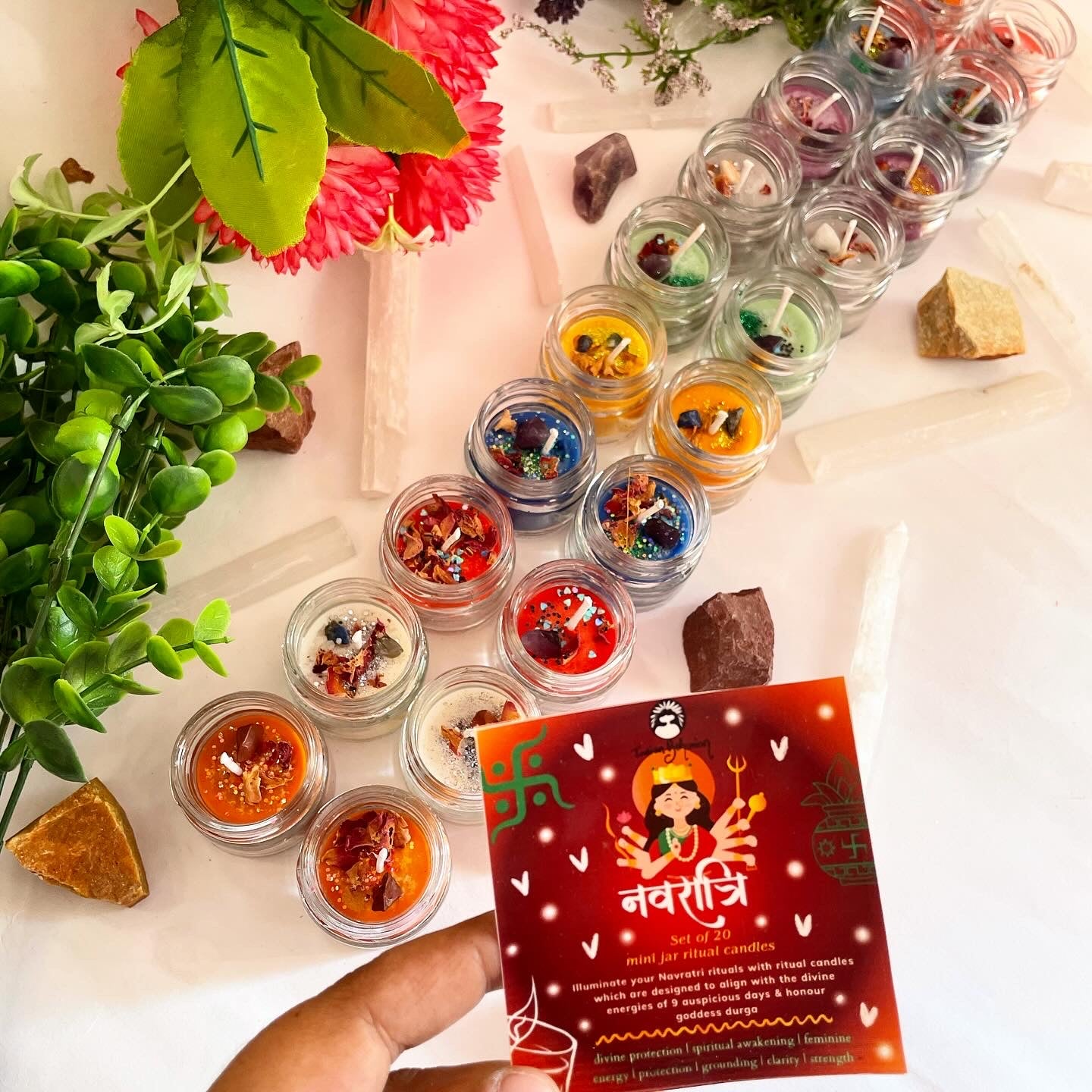 Navratri special  | Set of 20pcs | Mini ritual jar candles for 9 auspicious days for honouring Goddess Durga