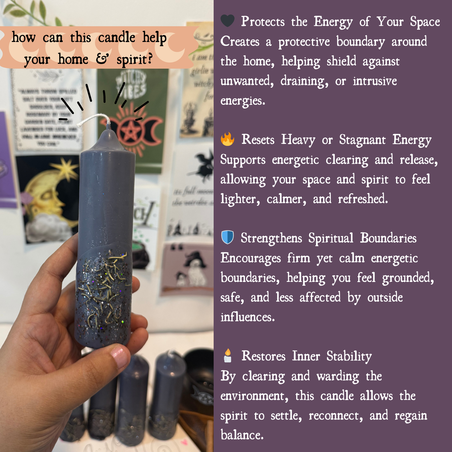 Offering & Spell-work Ritual Candle for Altar, Home & Spirit! - Set of 2pcs - Protection • Reset • Warding