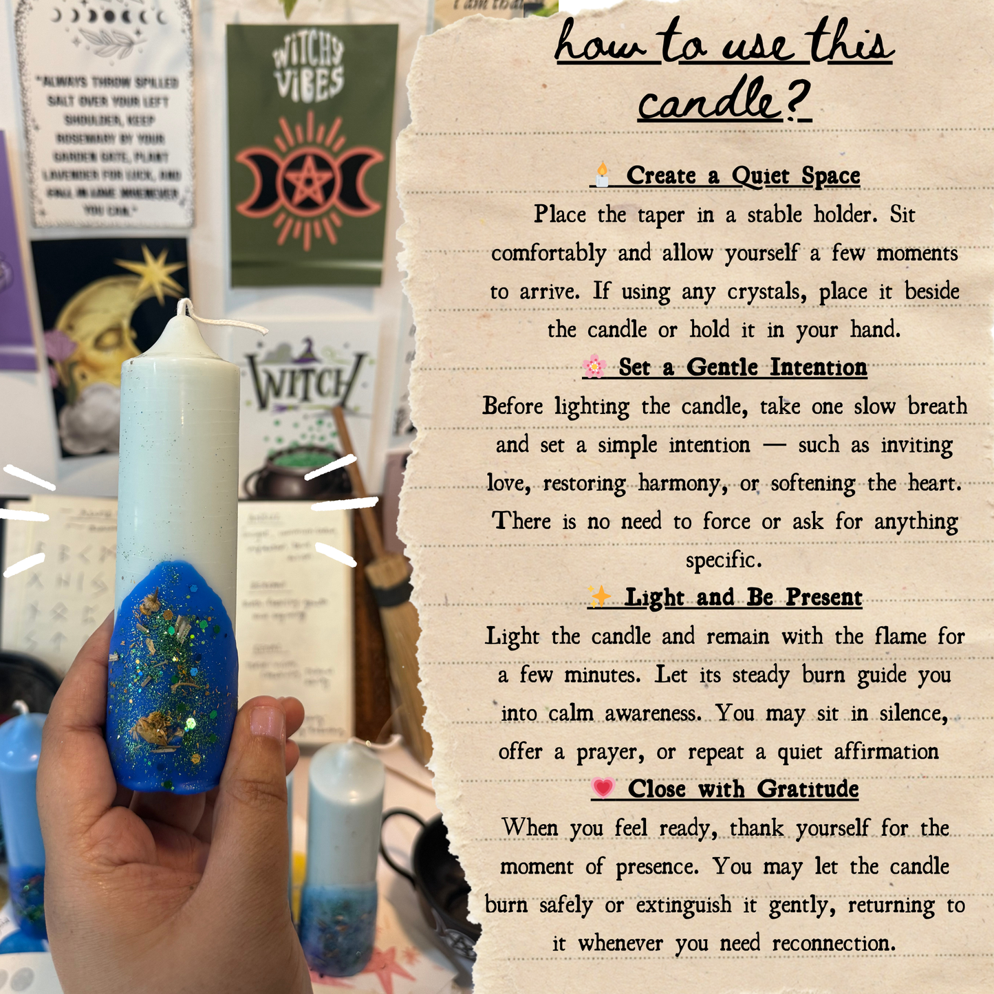 Offering & Spell-work Ritual Candle for Altar, Home & Spirit! - Set of 2pcs - Calm • Clarity • Truth • Intuition