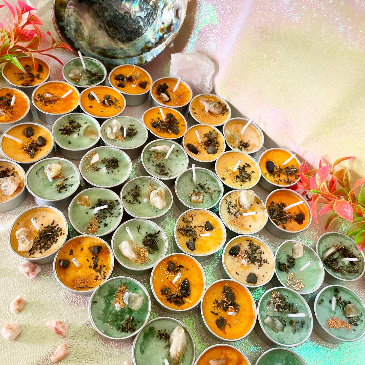 Abundance, Prosperity, Success & Manifest with Citrine - Ritual Tealight Candles - 25pcs