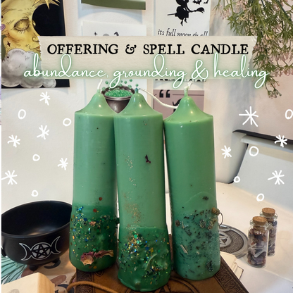 Offering & Spell-work Ritual Candle for Altar, Home & Spirit! - Set of 2pcs - Abundance • Grounding • Healing • Alignment