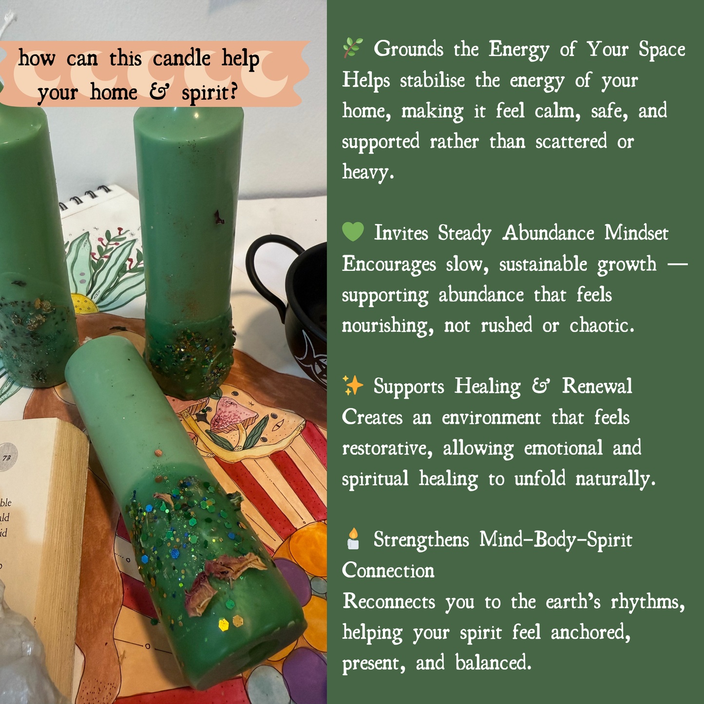 Offering & Spell-work Ritual Candle for Altar, Home & Spirit! - Set of 2pcs - Abundance • Grounding • Healing • Alignment