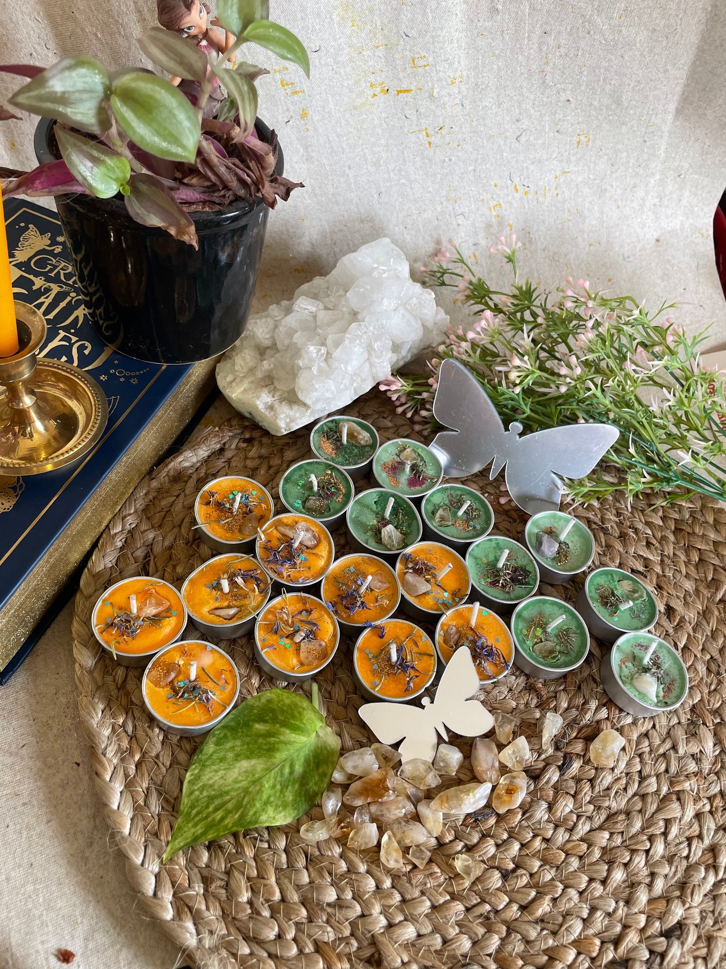 Abundance, Prosperity, Success & Manifest with Citrine - Ritual Tealight Candles - 25pcs