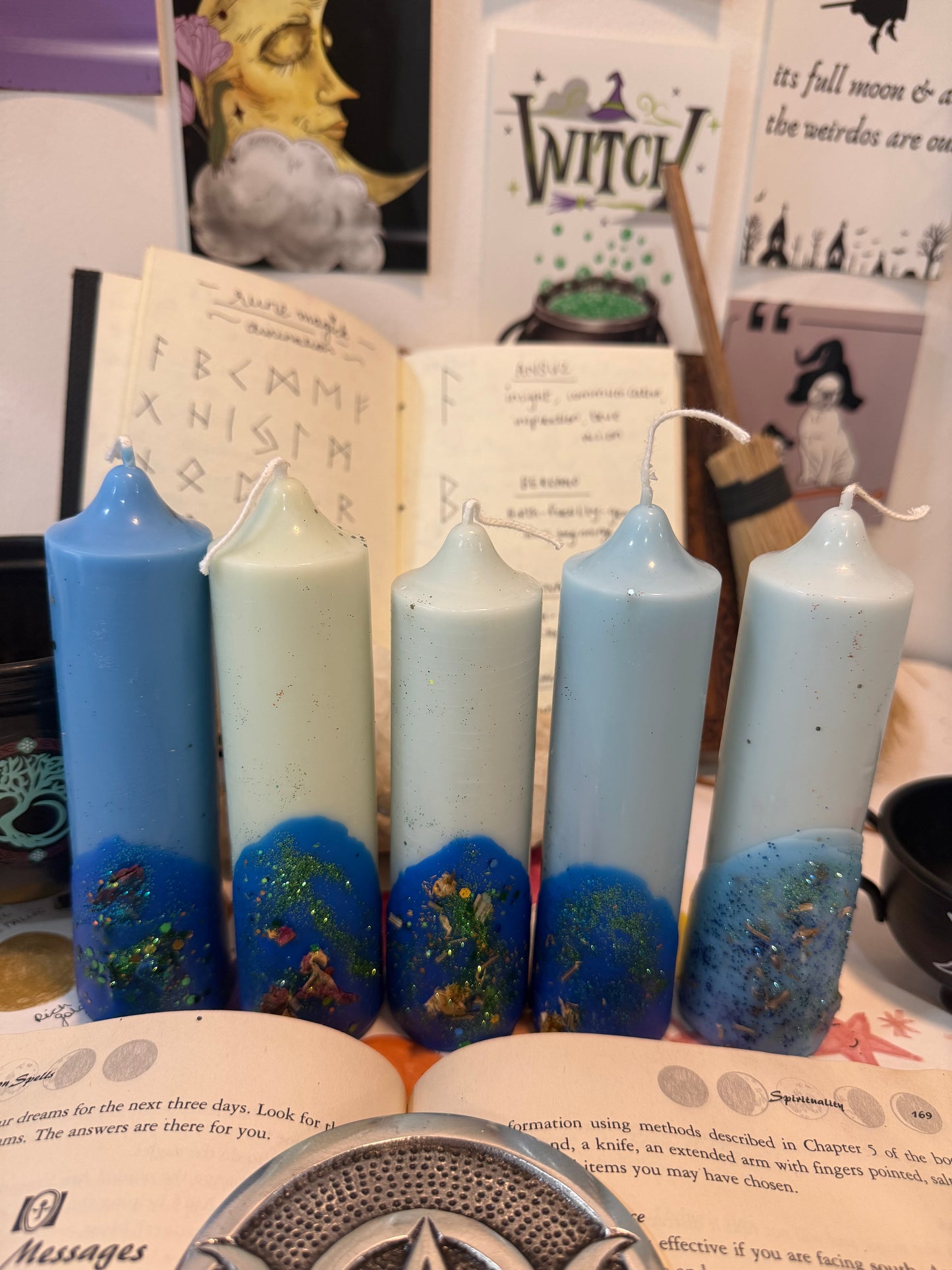 Offering & Spell-work Ritual Candle for Altar, Home & Spirit! - Set of 2pcs - Calm • Clarity • Truth • Intuition