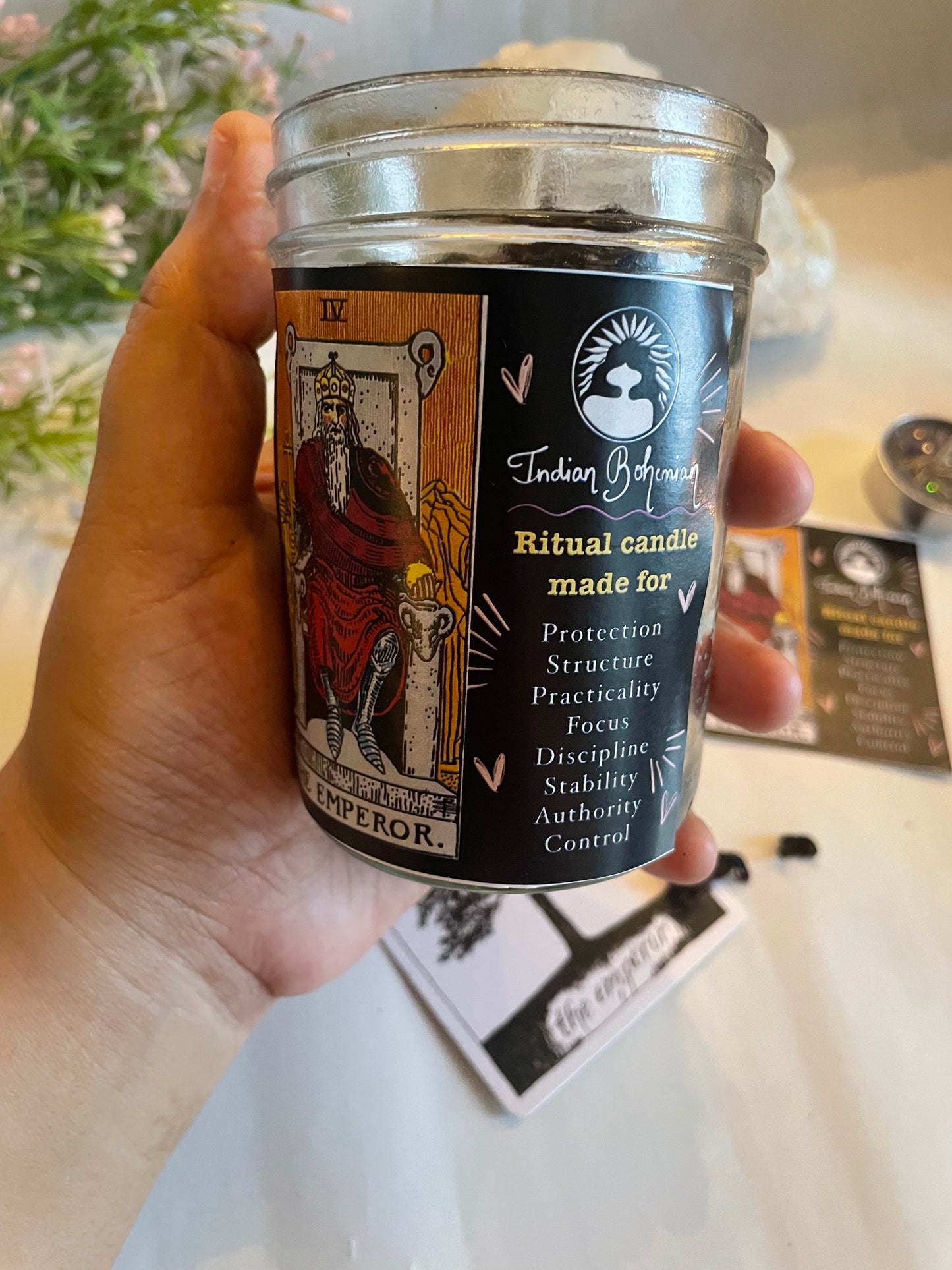 The Emperor - Tarot Ritual Jar Candle for Protection, Clarity, Focus, Leadership