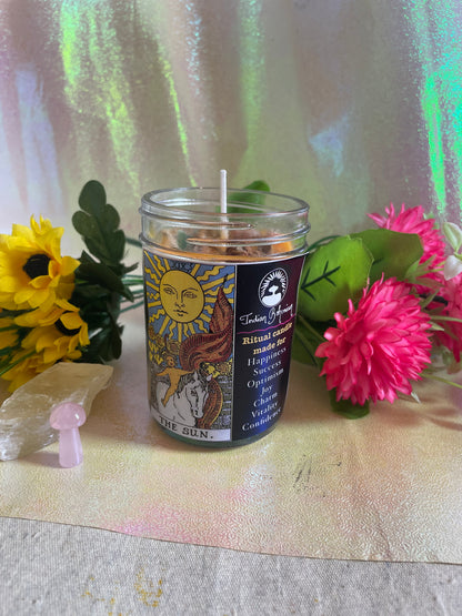 The SUN - Tarot Ritual Jar Candle for Joy, Success, Clarity, Confidence