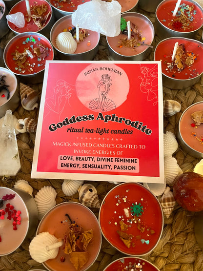 Aphrodite's Embrace: Ritual Tea-Light Candles for Love, Beauty, Divine Feminine Energy, Passion and Sensuality" - Set of 25 candles