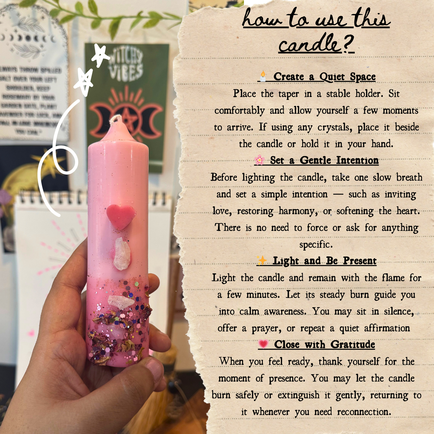 Offering & Spell Candle for Altar, Home & Spirit! - Set of 2pcs - Love • Grace • Harmony • Relationships