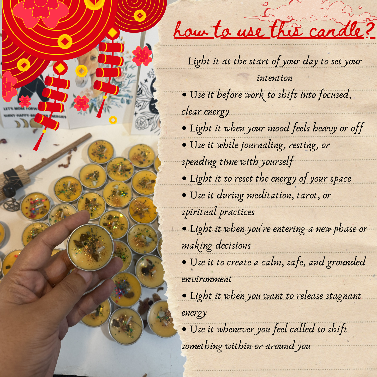 "Year of Horse" - Lunar New Year Blessings - Ritual tealight candles for Momentum, Courage, Confidence, Release & Manifestation