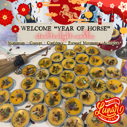 "Year of Horse" - Lunar New Year Blessings - Ritual tealight candles for Momentum, Courage, Confidence, Release & Manifestation