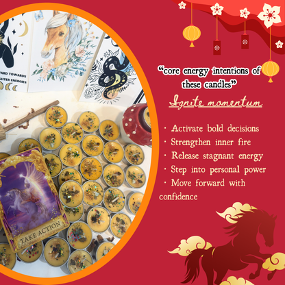 "Year of Horse" - Lunar New Year Blessings - Ritual tealight candles for Momentum, Courage, Confidence, Release & Manifestation