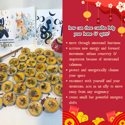 "Year of Horse" - Lunar New Year Blessings - Ritual tealight candles for Momentum, Courage, Confidence, Release & Manifestation