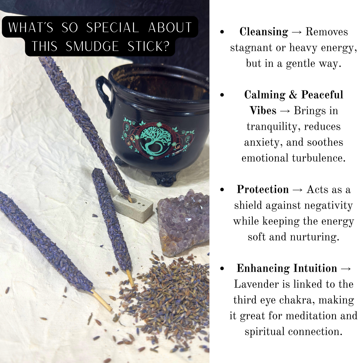 Witch's Smudge Sticks - Lavender | Cleanse, Protect, Reset, Energise your home & spirit