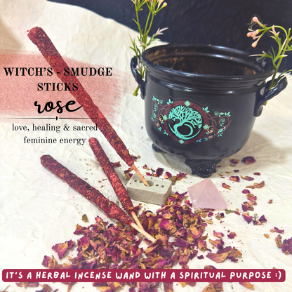 Witch's Smudge Sticks - Rose | love, healing & sacred feminine energy