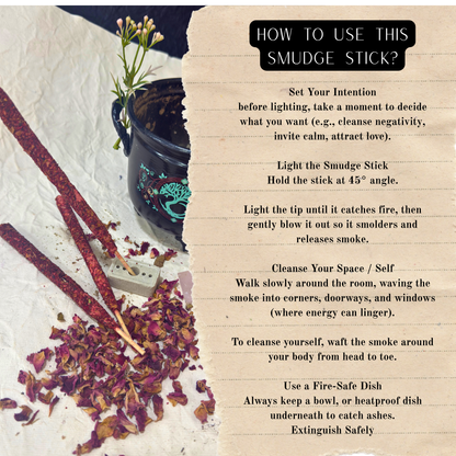 Witch's Smudge Sticks - Rose | love, healing & sacred feminine energy