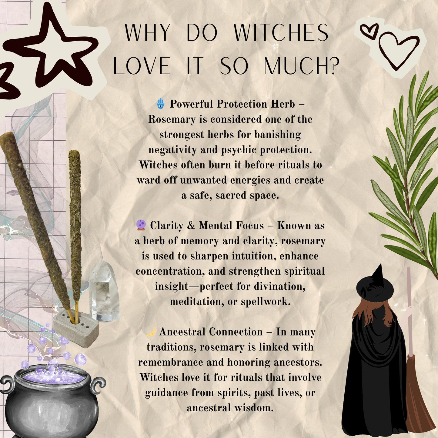 Witch's Smudge Sticks - Rosemary | Clarity, Protection & Renewal